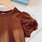 ♠RX632-女童套裝夏裝女寶寶泡泡袖T恤背帶裙兩件套時尚洋氣背帶款