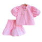 ♠TX996-女童夏季新款洋氣純色泡泡袖新中式荷葉裙套裝潮流