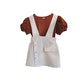 ♠RX632-女童套裝夏裝女寶寶泡泡袖T恤背帶裙兩件套時尚洋氣背帶款