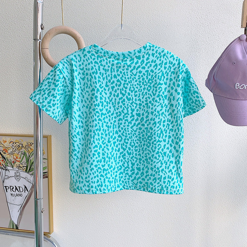 ♠RX1085-兒童T恤夏季新款女童字母印花短袖上衣棉時尚洋氣